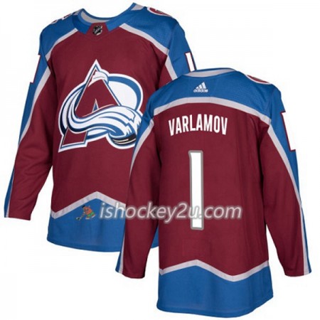 Mænd NHL Colorado Avalanche Trøje Semyon Varlamov 1 Adidas 2017-2018 Vinrød Authentic